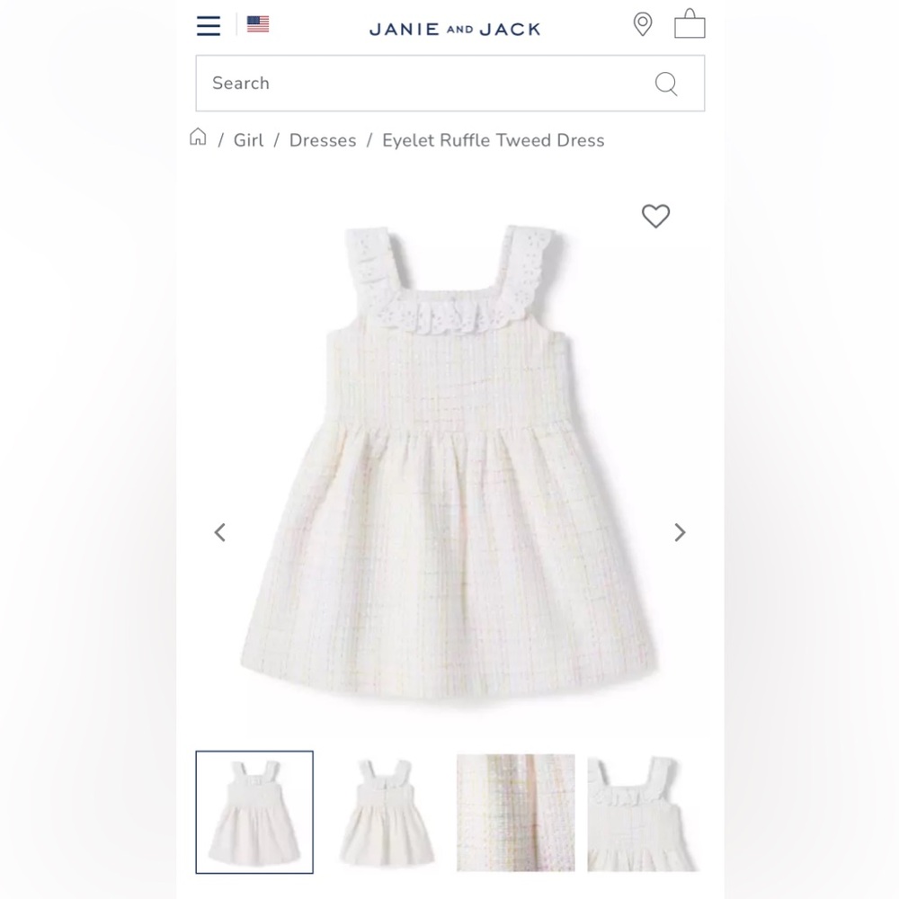 Janie and Jack Pastel Eyelet Ruffle Tweed Dress
